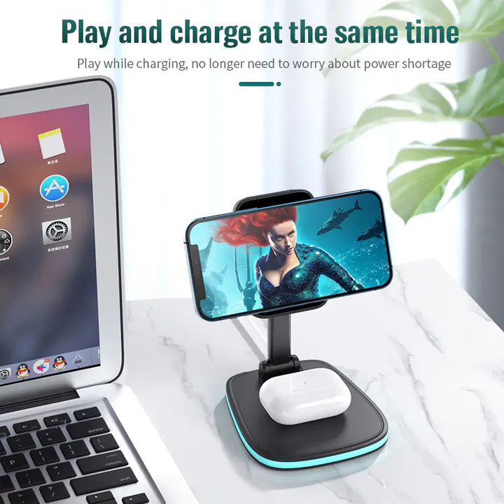 Magnetic Folding Wireless Charger 3 in 1 iPhone Apple Watch AirPods