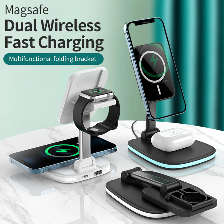 Magnetic Folding Wireless Charger 3 in 1 iPhone Apple Watch AirPods