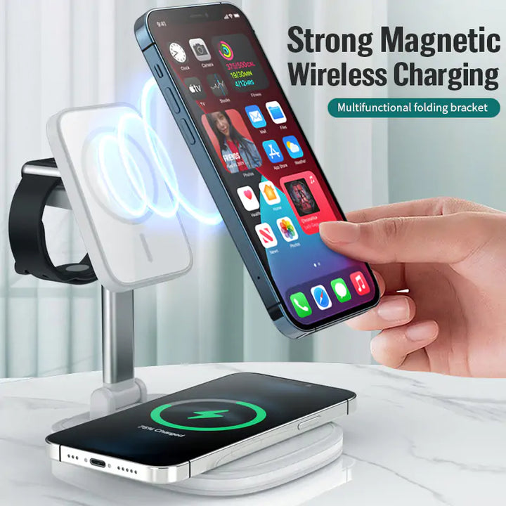 Magnetic Folding Wireless Charger 3 in 1 iPhone Apple Watch AirPods